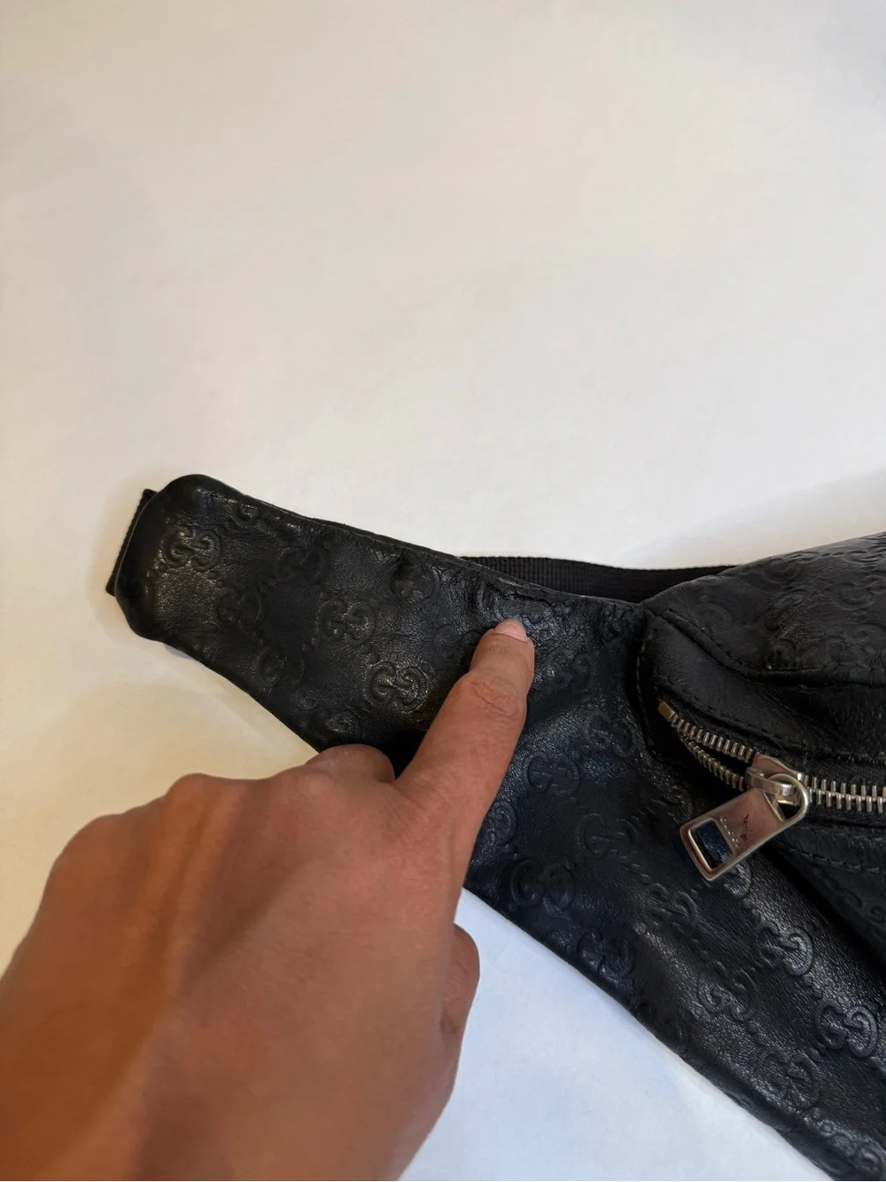 Gucci Black GG Embossed Leather Belt Bag bumbag